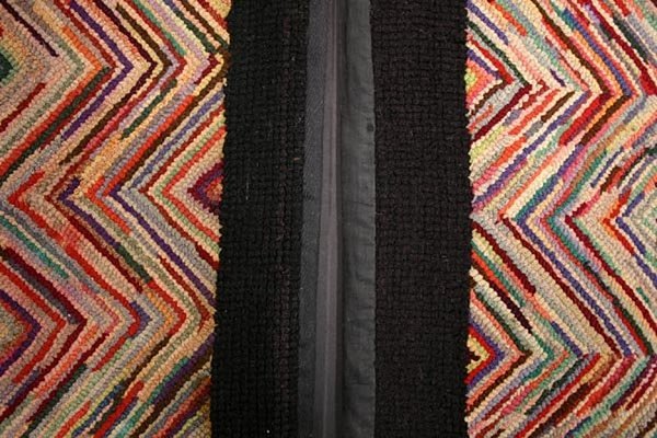 Pair of Herringbone Pattern Hooked Rugs