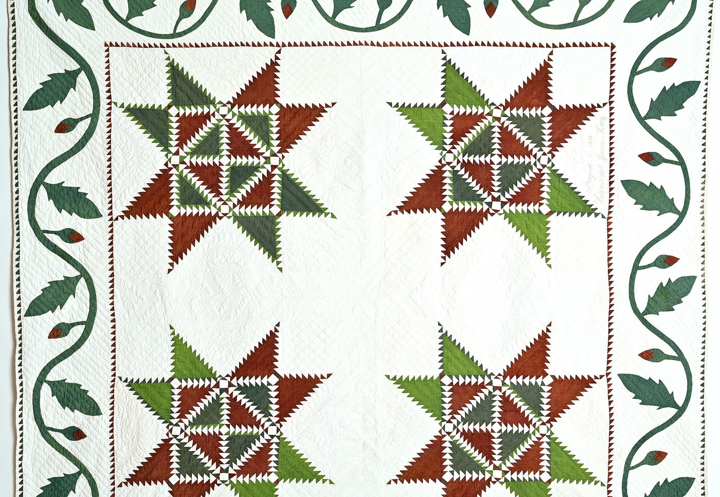 Star Spangled Banner Quilt: Signed and Dated 1878