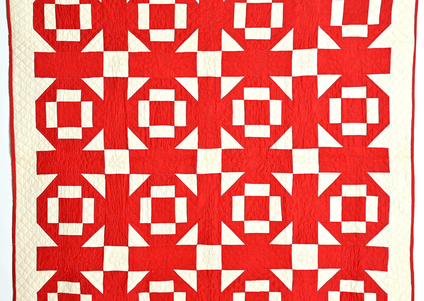 Red and White Geometric Quilt