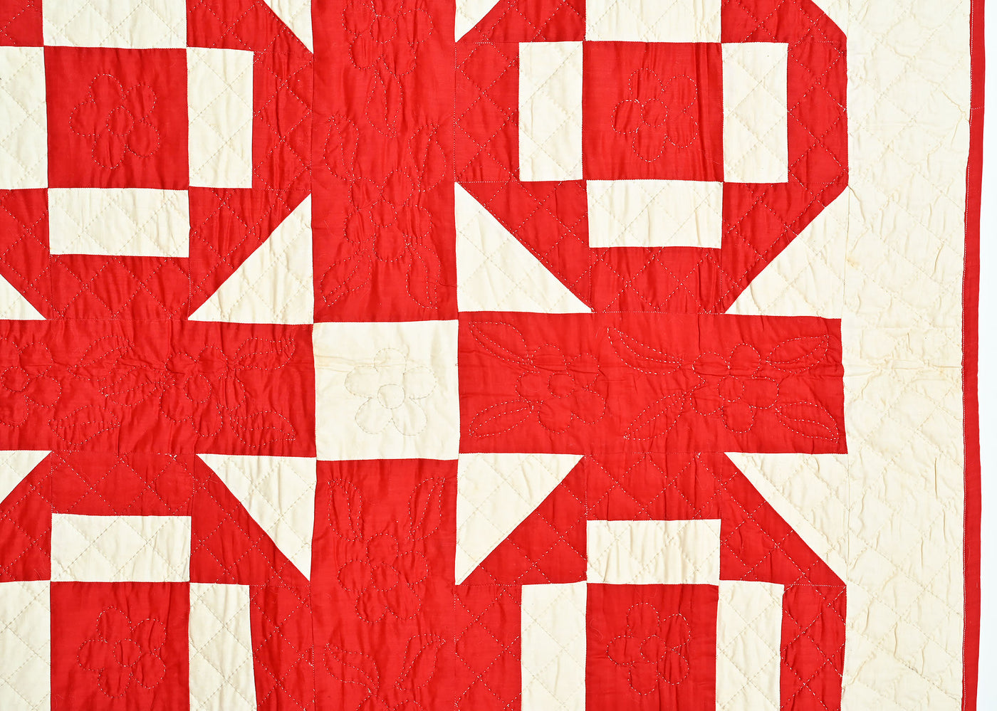 Red and White Geometric Quilt