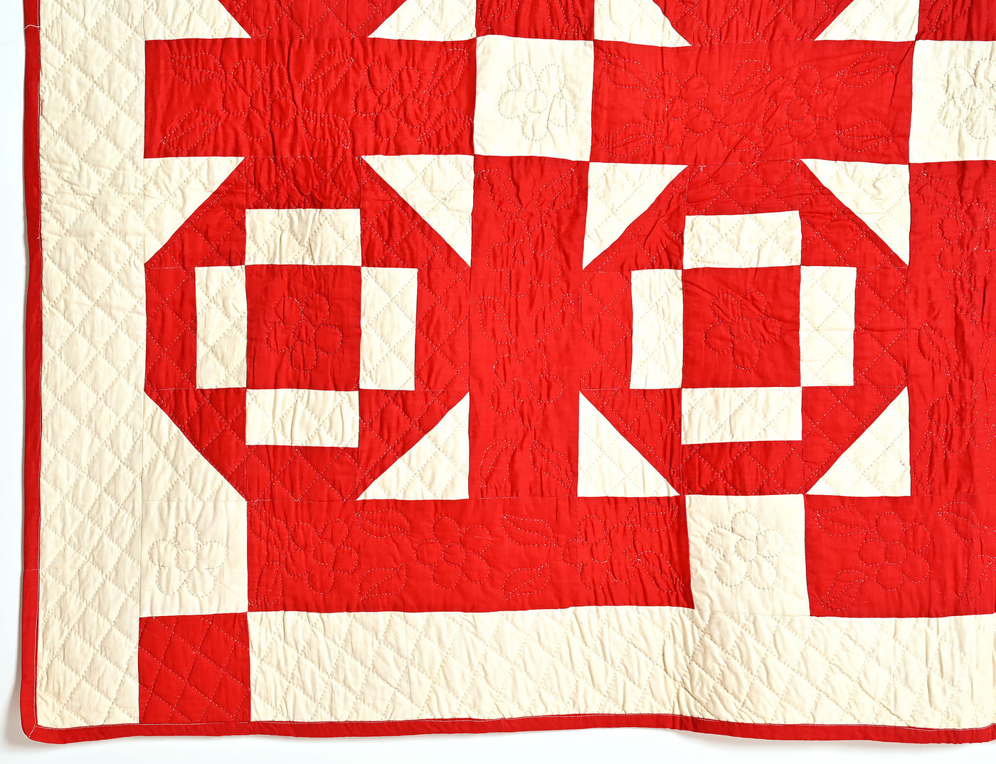 Red and White Geometric Quilt