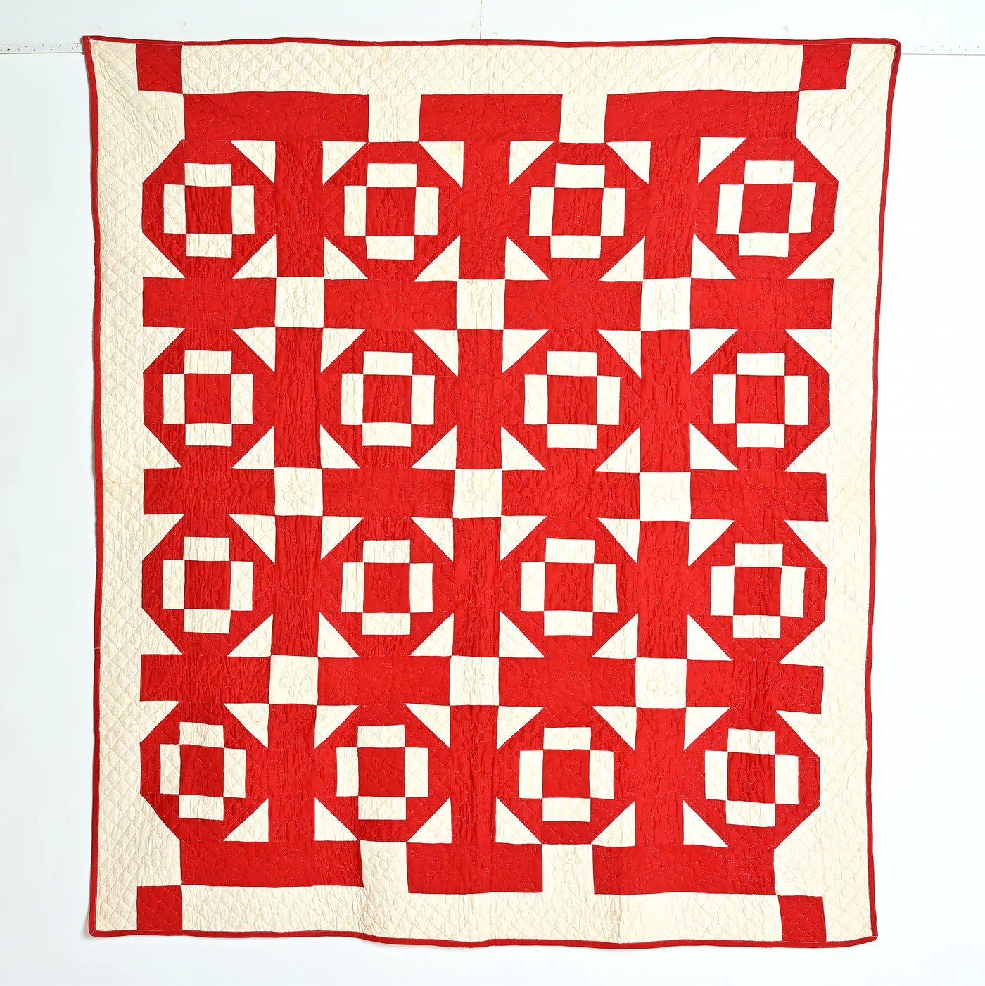 Red and White Geometric Quilt