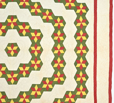 Concentric Hexagons Quilt: Circa 1860