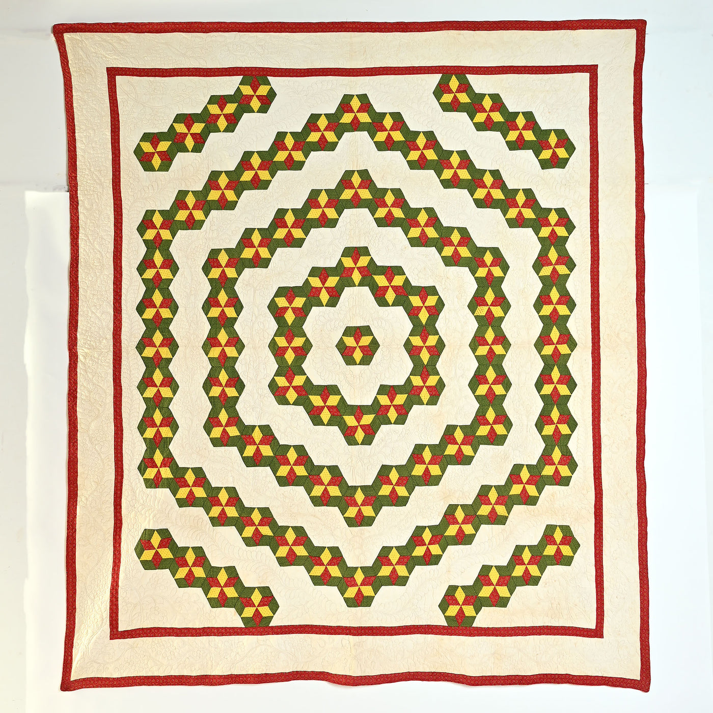 Concentric Hexagons Quilt: Circa 1860