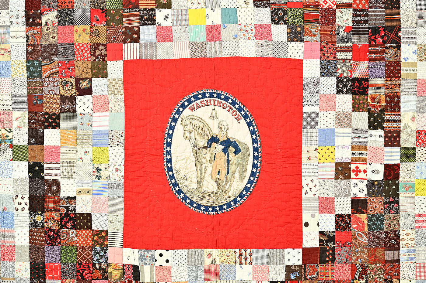 One Patch Diamond in Square Quilt with George Washington Center