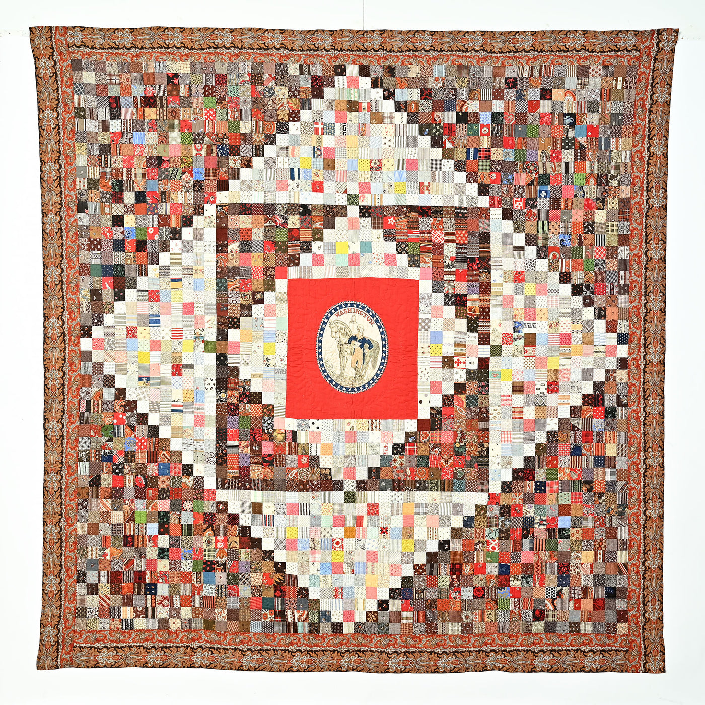 One Patch Diamond in Square Quilt with George Washington Center