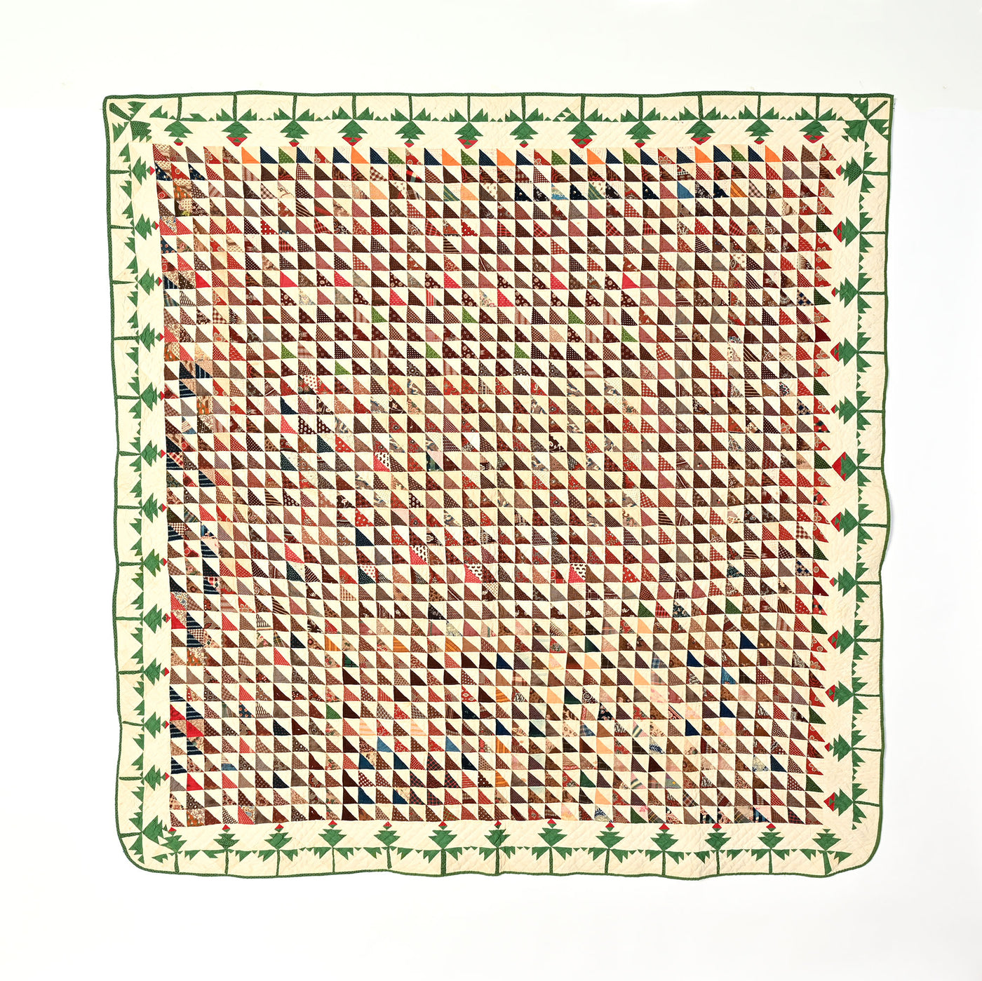 Thousand Pyramids Quilt with Lily of the Field Border; Circa 1870
