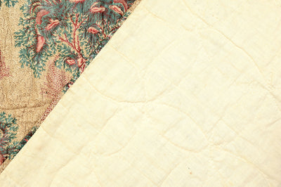 Glazed Whole Cloth Chintz Quilt: Circa 1850
