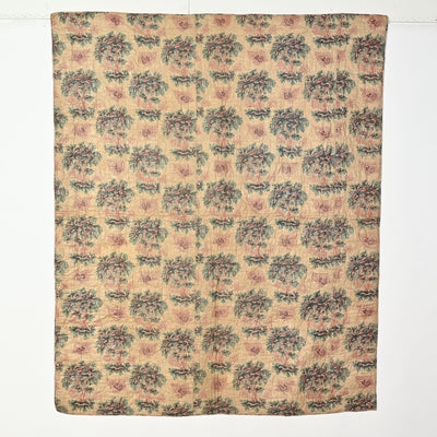 Glazed Whole Cloth Chintz Quilt: Circa 1850