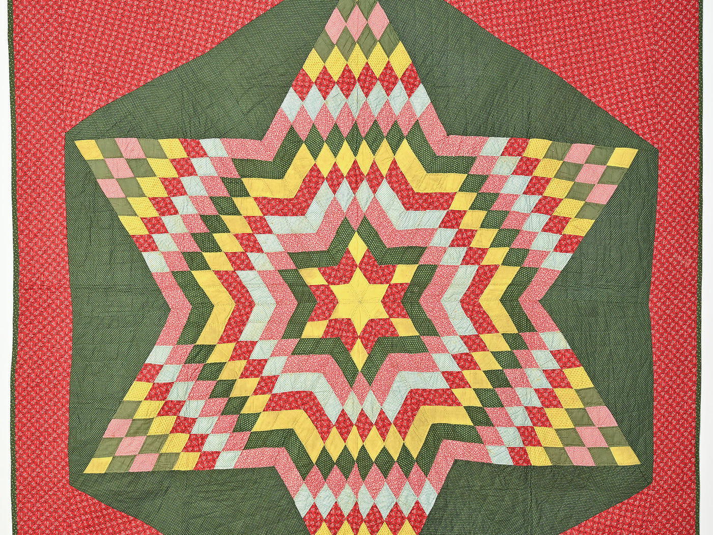 Six Point Star Antique Quilt: Circa 1880