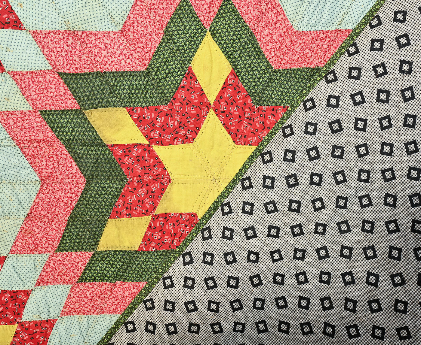 Six Point Star Antique Quilt: Circa 1880