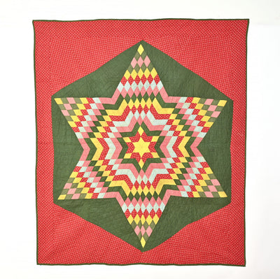 Six Point Star Antique Quilt: Circa 1880