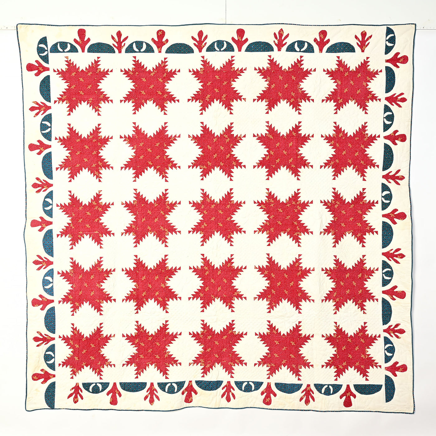 Feathered Stars Antique Quilt with Swag Border