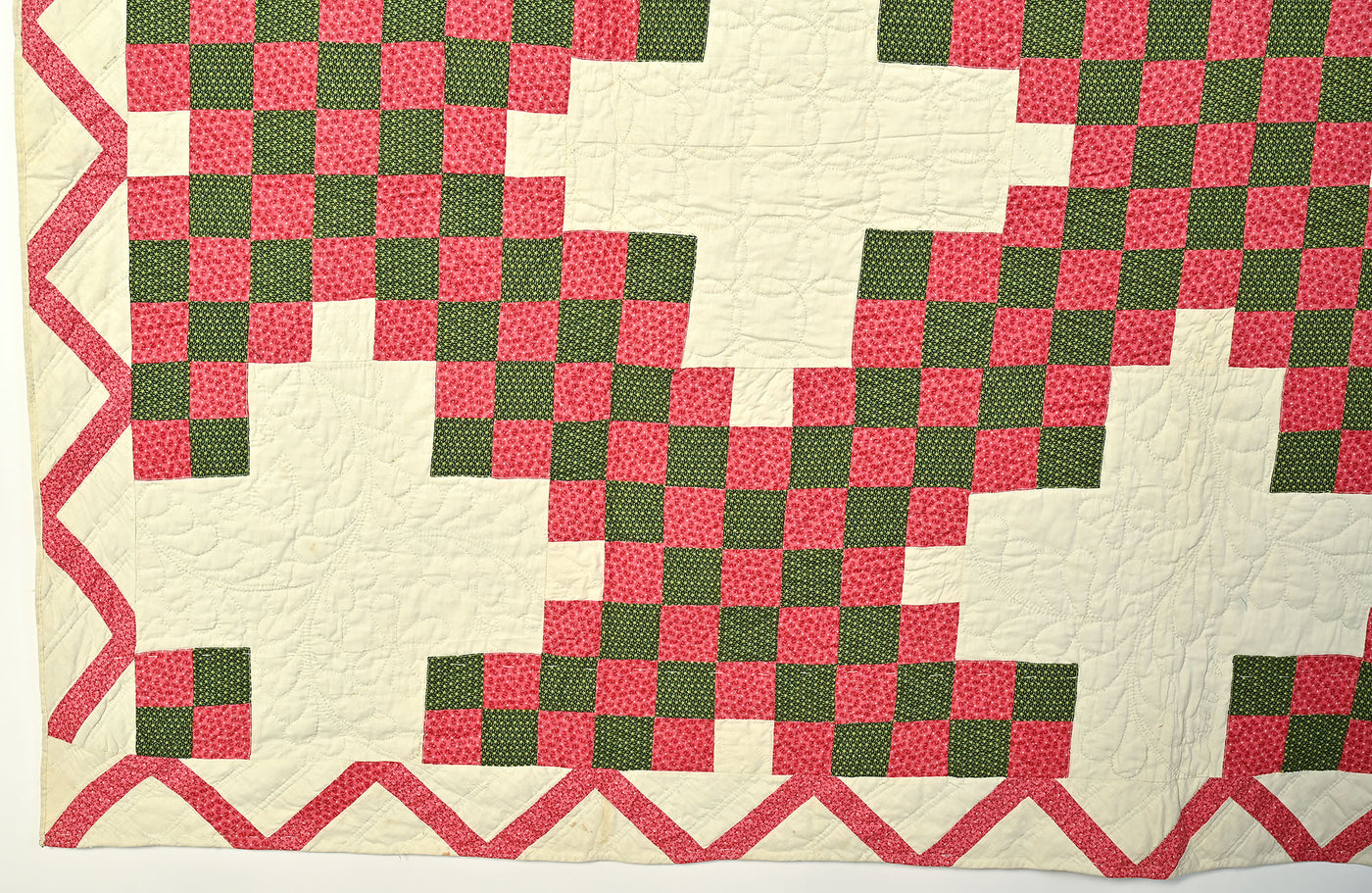 Irish Chain Quilt Signed and Dated 1883