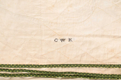 Initials reading C.W on the back of Rose Wreaths Quilt # 1452806.