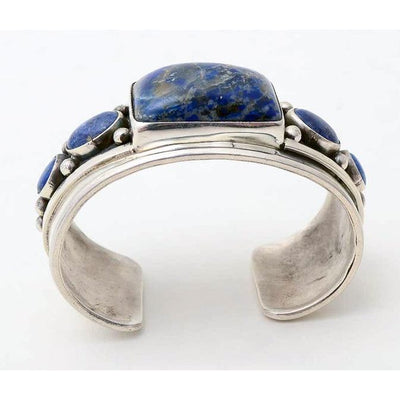 Side view of silver and sodalite bracelet, item #1198780.