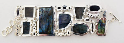 Silver Bracelet with Labradorite and Iolite - Stella Rubin Antiques