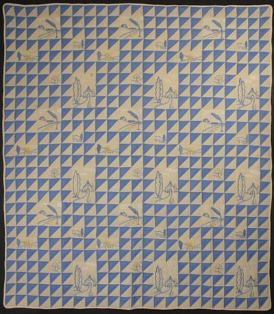 Thousand-Pyramids-Quilt-with-Embroidery-Circa-1930-462032-1