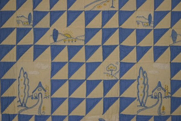 Thousand-Pyramids-Quilt-with-Embroidery-Circa-1930-462032-4