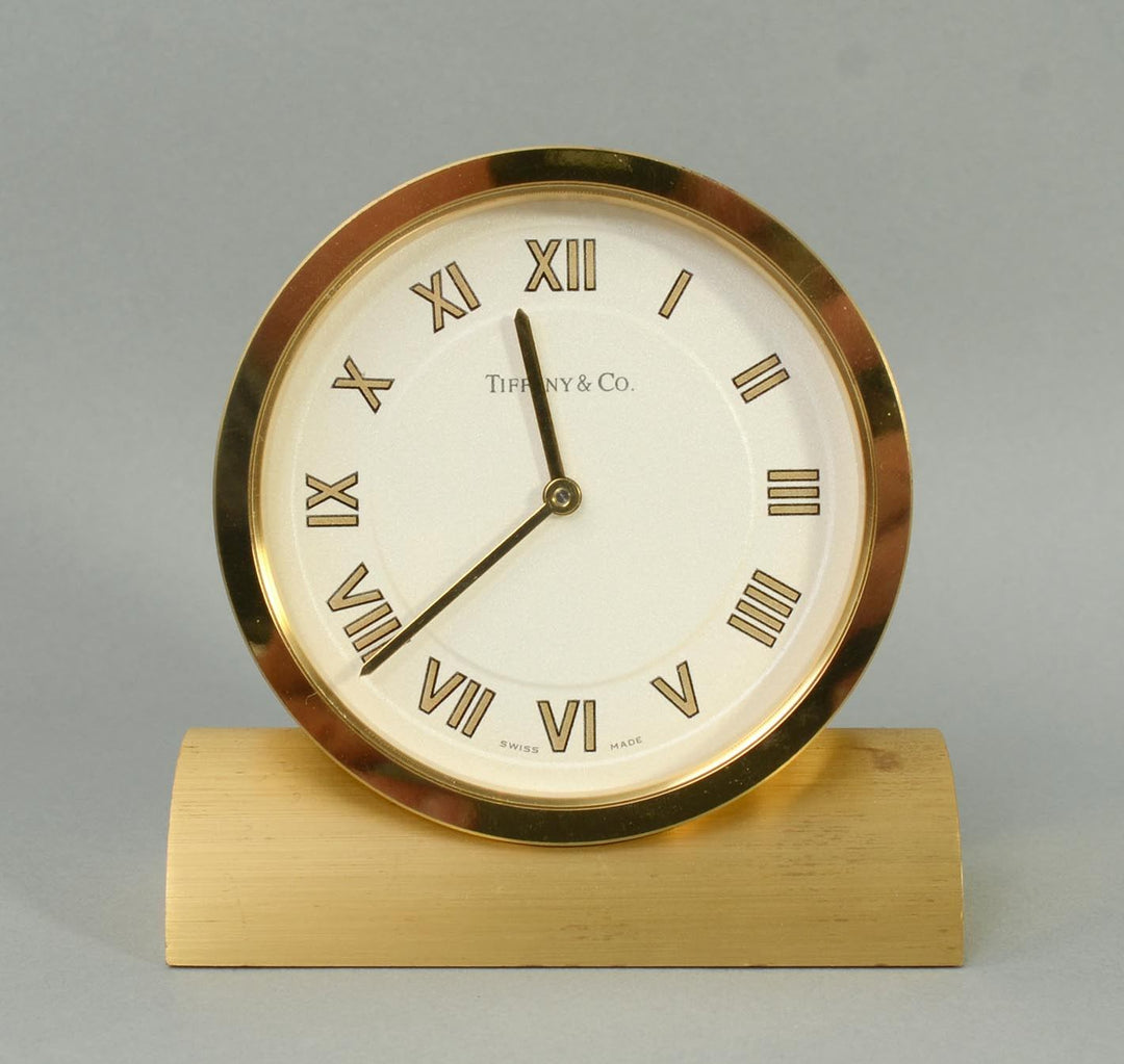 Brass Tiffany Desk Clock A Tiffany & Co. Brass Desk Clock (Lot 334 - August Gallery  main image 3