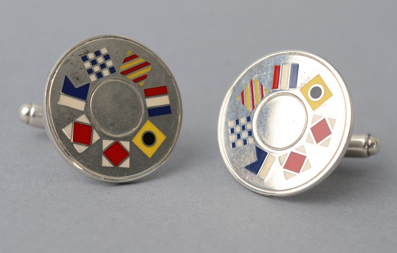 Tiffany Sterling Silver and Enamel Cufflinks